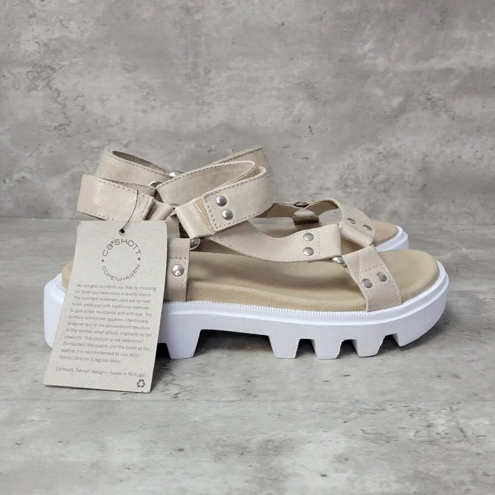 Ca'Shott Caalison Chunky Sandal Womens Size 10.5 Tan Leather Coopenhagen‎ New